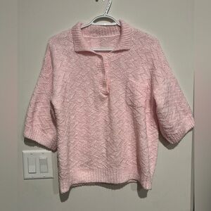 Vintage light pink short sleeve knit sweater